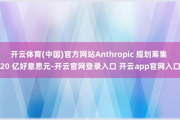 开云体育(中国)官方网站Anthropic 规划筹集 20 亿好意思元-开云官网登录入口 开云app官网入口
