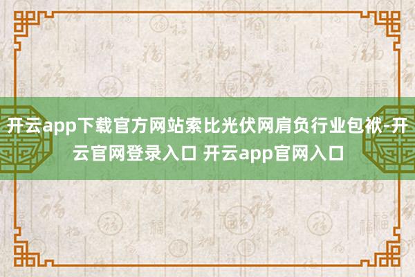 开云app下载官方网站索比光伏网肩负行业包袱-开云官网登录入口 开云app官网入口
