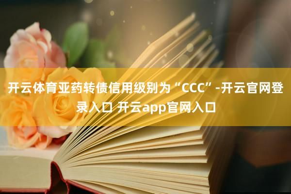 开云体育亚药转债信用级别为“CCC”-开云官网登录入口 开云app官网入口