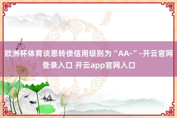 欧洲杯体育谈恩转债信用级别为“AA-”-开云官网登录入口 开云app官网入口