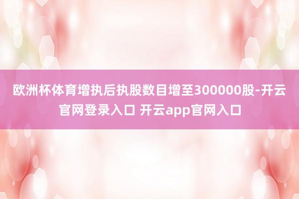 欧洲杯体育增执后执股数目增至300000股-开云官网登录入口 开云app官网入口