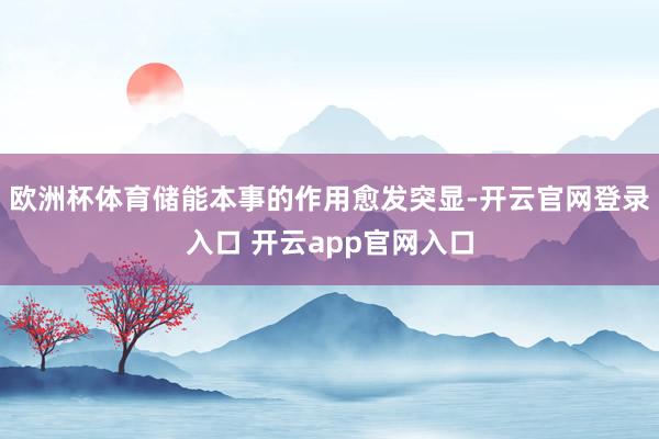 欧洲杯体育储能本事的作用愈发突显-开云官网登录入口 开云app官网入口